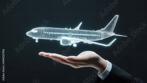 Hand holding a digital plane