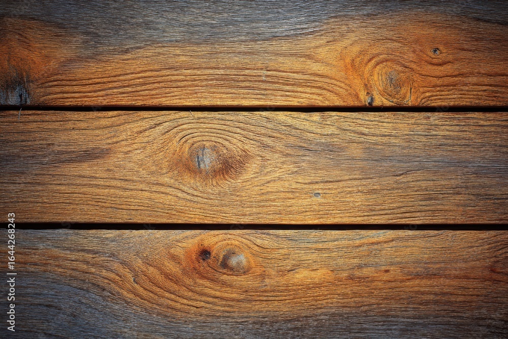 Naklejka premium Natural warm wooden plank background with visible grain.