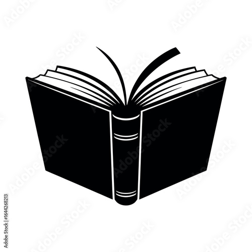 Open book with black cover and pages white