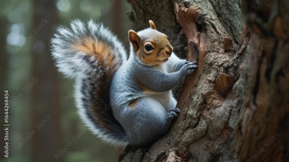 Obraz premium Gray squirrel on a tree