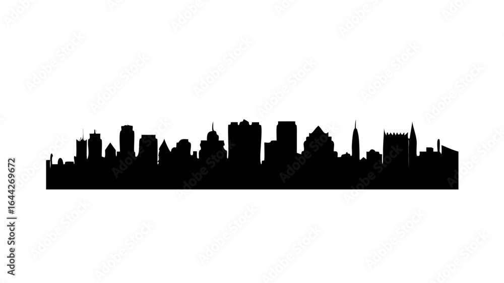 Obraz premium Cityscape silhouette skyline vector illustration urban landscape building architecture travel destination scene