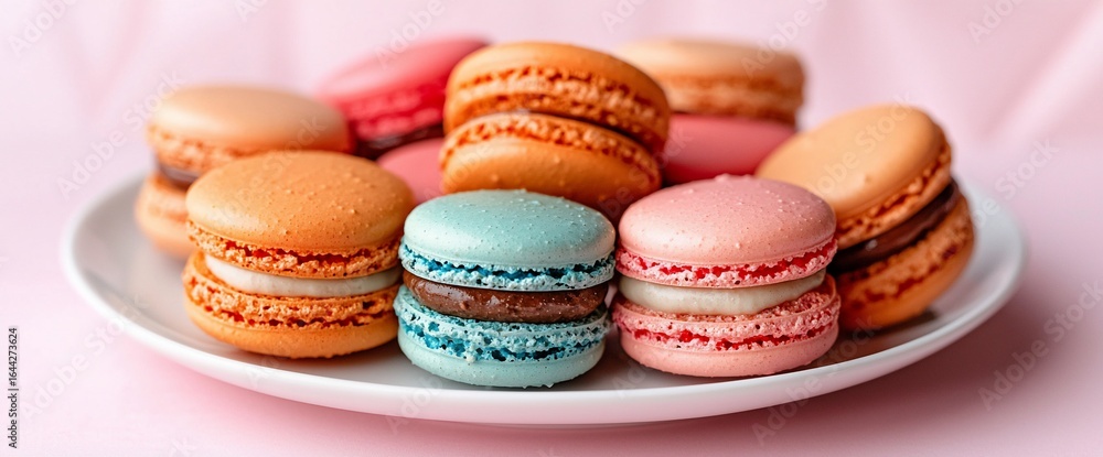 Obraz premium Colorful macarons on a plate