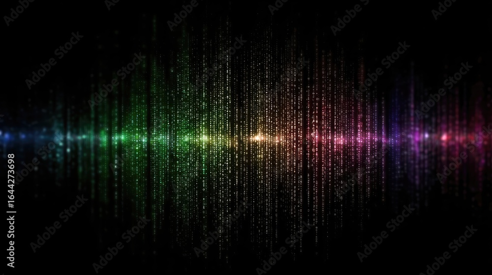 Obraz premium Colorful Visual Representation of Matrix Rainbow Spectrum With Vibrant Hues in Dark Background