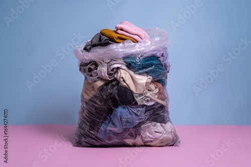 Wallpaper Mural Plastic bag filled with secondhand clothes for donation and recycling. Torontodigital.ca