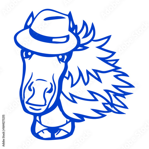 Horse Man Hat Suit Tie Detective Boy Cool Guy Pony