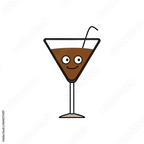 Refreshing cold espresso martini style mocktail illustration on a clean white background