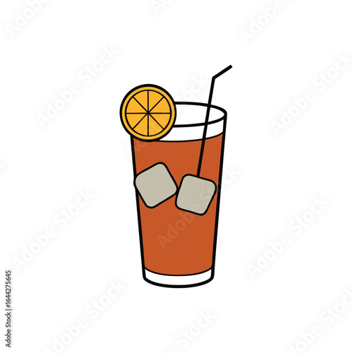 Refreshing cold iced tea with a vibrant lemon slice and clear ice cubes