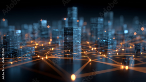 Metropolitan Data Fabric Linking Every Service Golden connections bind city towers, representing coordination, analytics, and always on smart infrastructure for citizens and businesses
