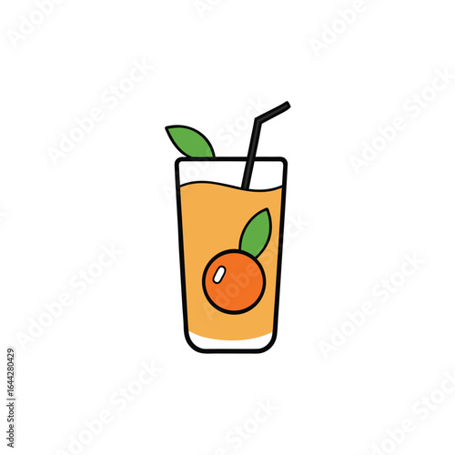 Refreshing peach iced tea with a slice of peach and mint leaf illustration