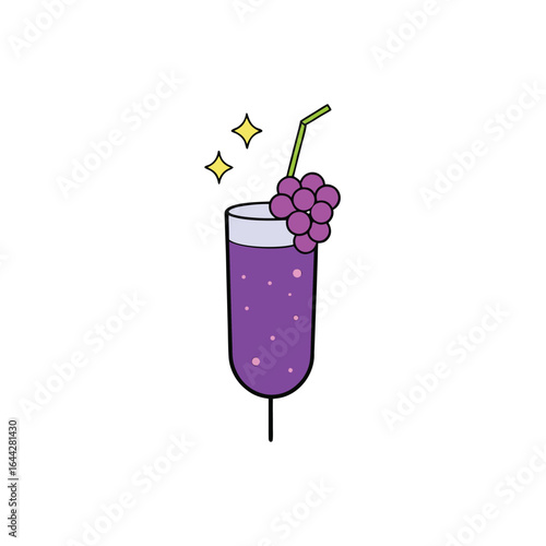 Refreshing sparkling grape beverage with effervescence and a smooth color gradient for advertising