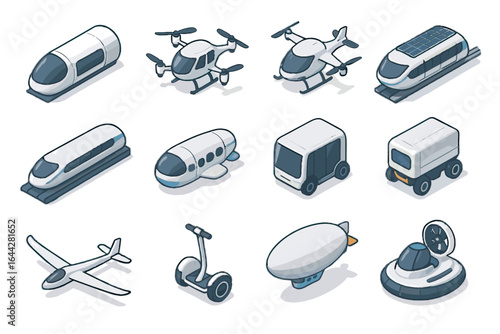 Train transport vector shuttle ev electric eco personal futuristic levitation icon airship