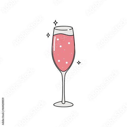 Refreshing pink sparkling ros mocktail with effervescent bubbles