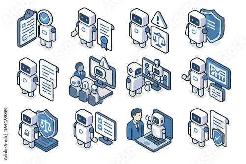 Legal ethics icon monitor ai vector panel review protection boardroom risk