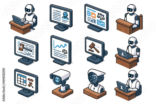 Courtroom virtual trial witness icon innovations transcription vector analyzer transcript docket ai