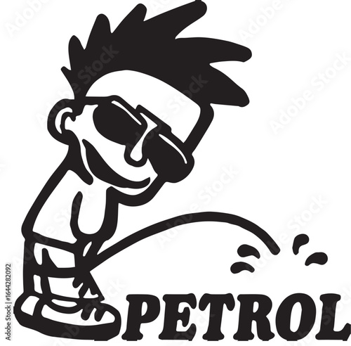 Funny Urinating Man Petrol Sticker