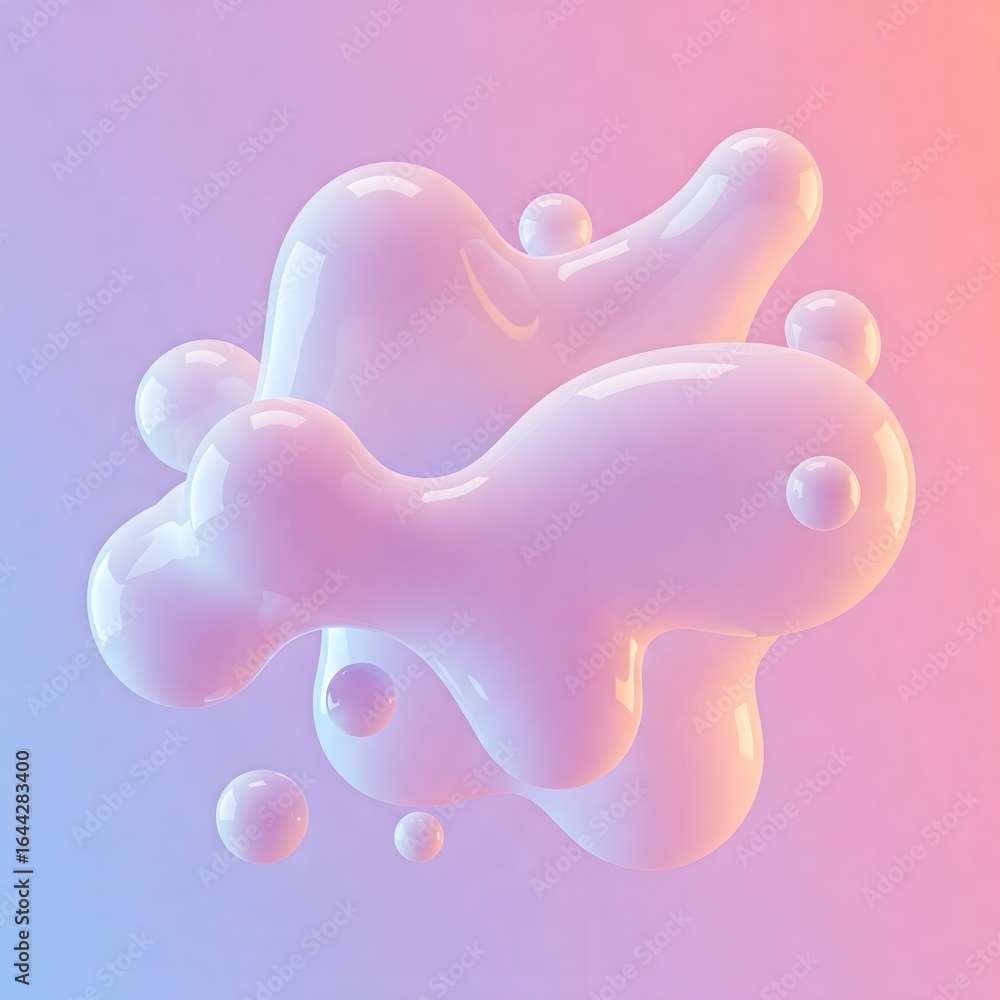 Obraz premium Abstract Pastel Liquid Forms Swirling Dynamically on Gradient Background Artistic Render