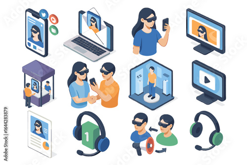 Banner ad vector ar isometric program sponsorship social media icon event collaboration