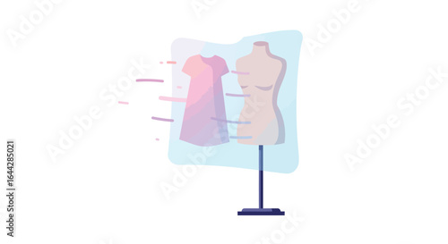 Augmented reality fashion design with holographic dress on mannequin