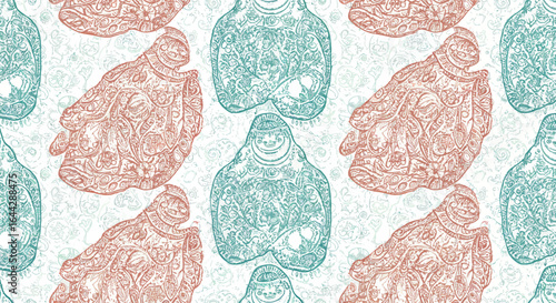 Intricate mandala inspired turtle pattern with floral design