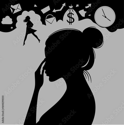 silhouette of a modern woman deep in thought