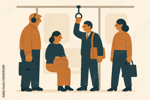 People Transit Railway Subway Train Transport Station Transportation Underground Urban Print in Vector