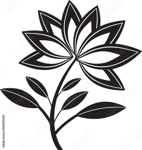 Elegant Black and White Flower Illustration