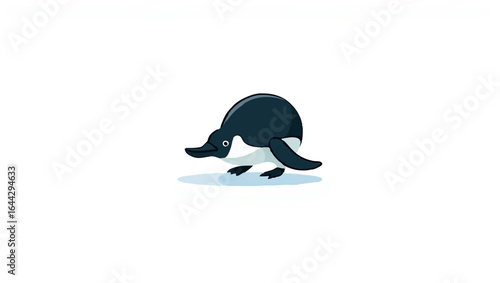 Penguin Strutting Confidently on White Background

