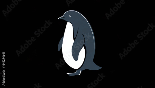 Penguin Strutting Confidently on White Background

