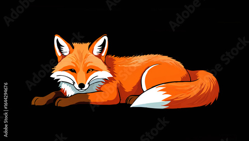 Geometric Fox Stares Intently with Abstract Background

