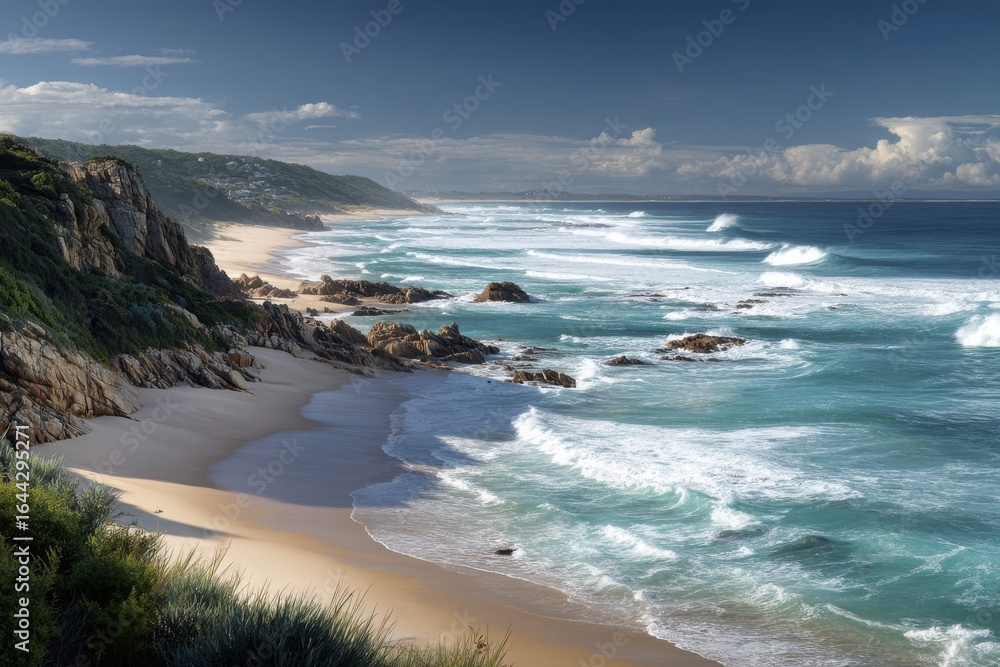Obraz premium Stunning Plettenberg Bay Beach, Garden Route, South Africa - Coastal Landscape.