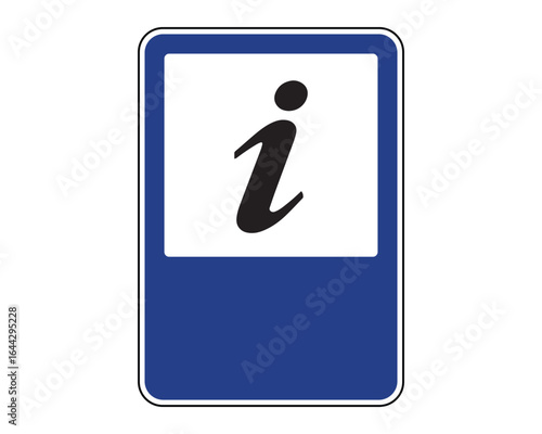 Tourist Information Point Sign – “i” Icon on Blue Road Sign  High-Quality Vector Image