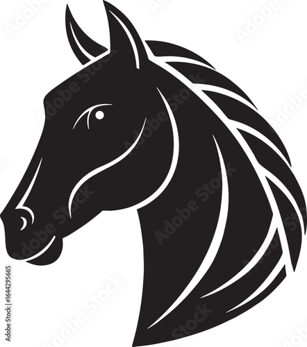 Stylized Black Horse Head Illustration