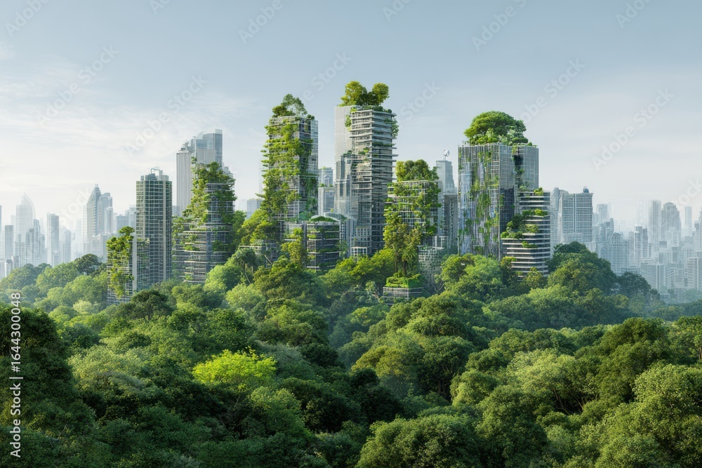 Fototapeta premium Visualize Net-Zero Embrace a future with lush green landscapes and clean air, empowered by transparent Carbon offset pricing reports for monitoring CO emissions Plan effective.