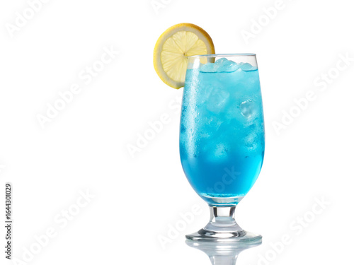blue cocktail with lemon