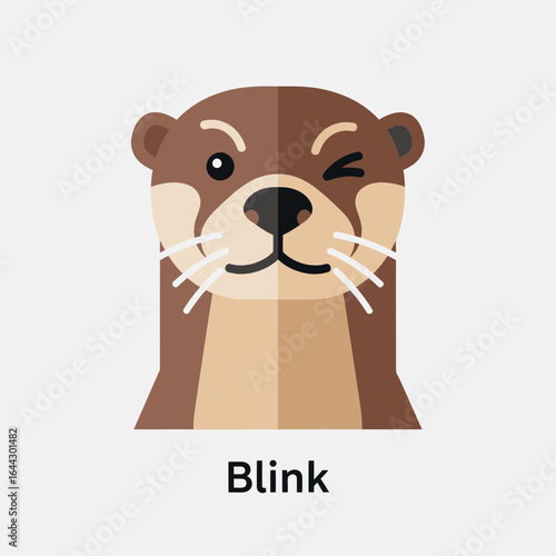 Cartoon otter winking with text "Blink" below.