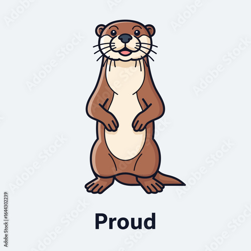 Cartoon otter standing upright with the word "Proud" below.