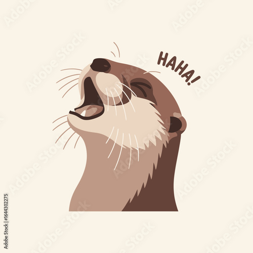 Otter laughing with mouth open and eyes closed.