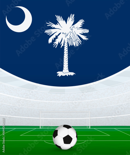 South Carolina National Football Theme, Stadium and Soccer Ball. Soccer Match Concept in South Carolina.