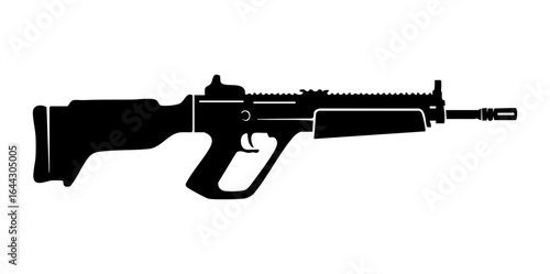 Minimal Steyr AUG Bullpup Rifle Side View Flat Vector Illustration