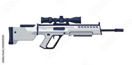 Minimal Steyr AUG Bullpup Rifle Side View Flat Vector Illustration