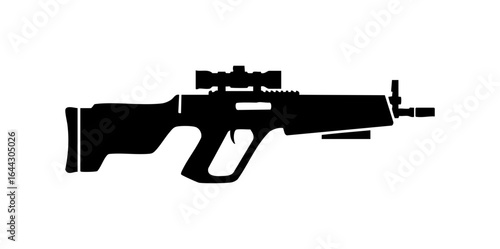 Minimal Steyr AUG Bullpup Rifle Side View Flat Vector Illustration