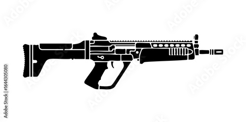 Minimal Steyr AUG Bullpup Rifle Side View Flat Vector Illustration