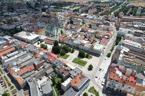 Prostejov old town historical city center in aerial panoramic view Moravia Czech republic