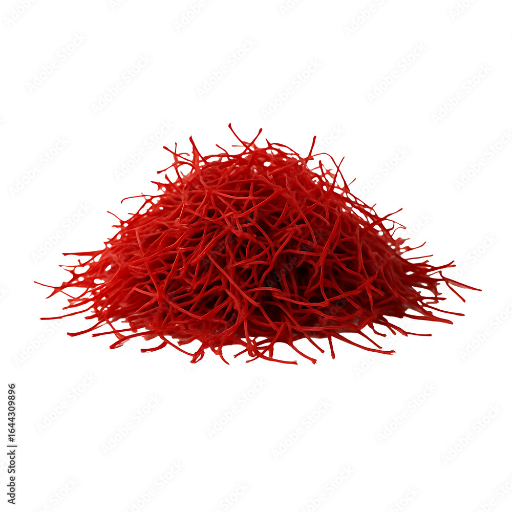 Fototapeta premium Thin shredded red chili threads seasoning isolated on transparent background