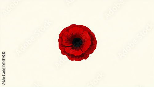 Stylized Red Poppy Flower on White Background

