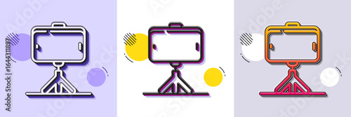 Selfie stick line icon. Halftone dotted pattern. Gradient icon with grain shadow. Mobile accessories sign. Phone photo symbol. Line selfie stick icon. Various designs. Vector