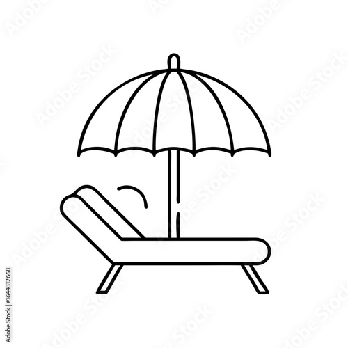 Vector icon of a sun lounger with an umbrella for relaxation