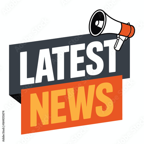 Latest news announcement with megaphone illustration