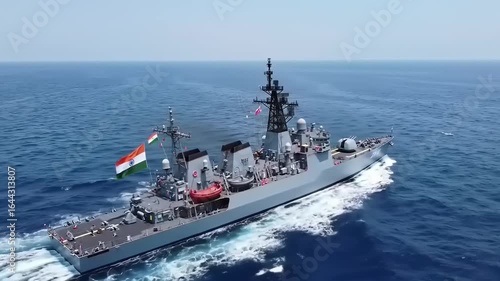 Indian Navy Ship at Sea.
