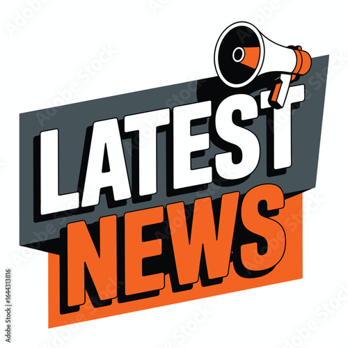 Latest news announcement with megaphone illustration
